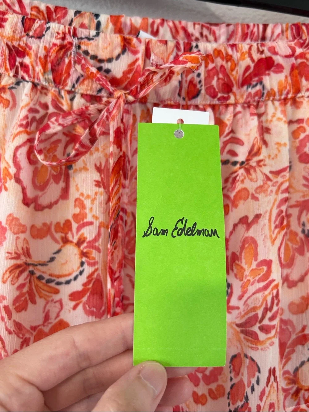 Sam Edelman Bree Flowy Tiered Mini Skirt Peach Pink Sz M Boho Tropical Fairycore